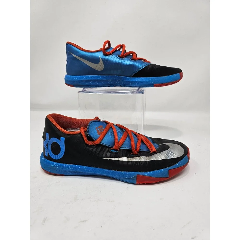 Nike KD 6 Kids Basketball Shoes Blue Black Red‎ Silver Size 13C